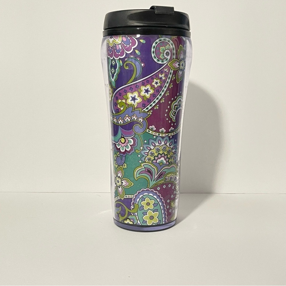 Vera Bradley Paisley Travel Tumbler Plastic Purple Green Multi BPA‎ Free Lid
